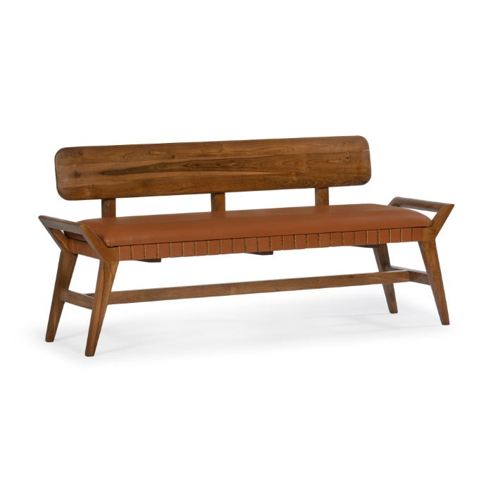 Robertson Recycled Teak Leather Bench