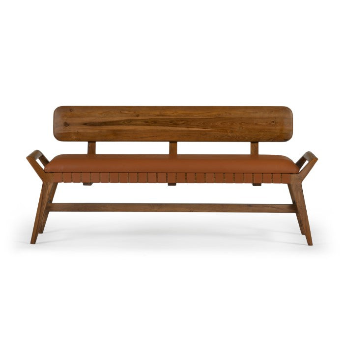 Robertson Recycled Teak Leather Bench