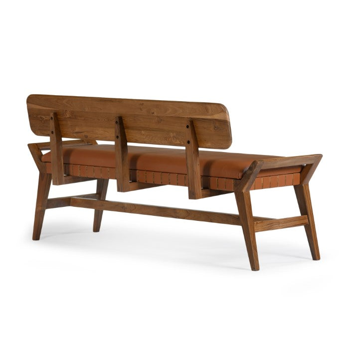 Robertson Recycled Teak Leather Bench