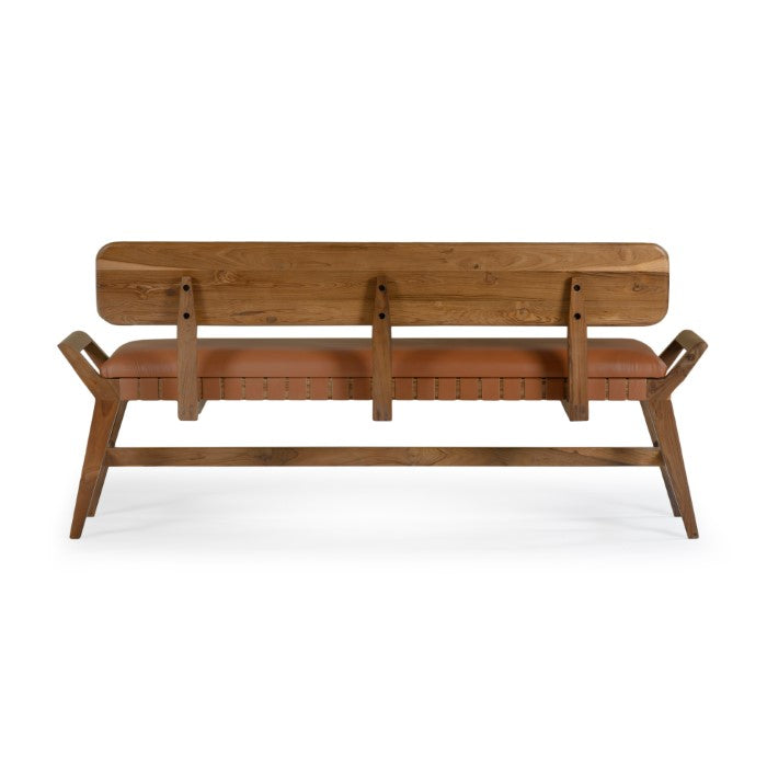 Robertson Recycled Teak Leather Bench