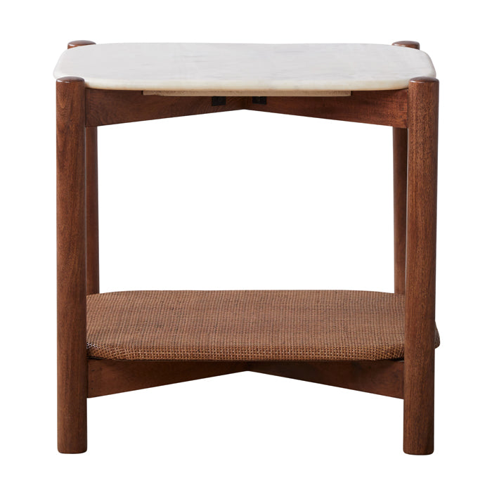 Dowel Solid Wood Marble Side Table