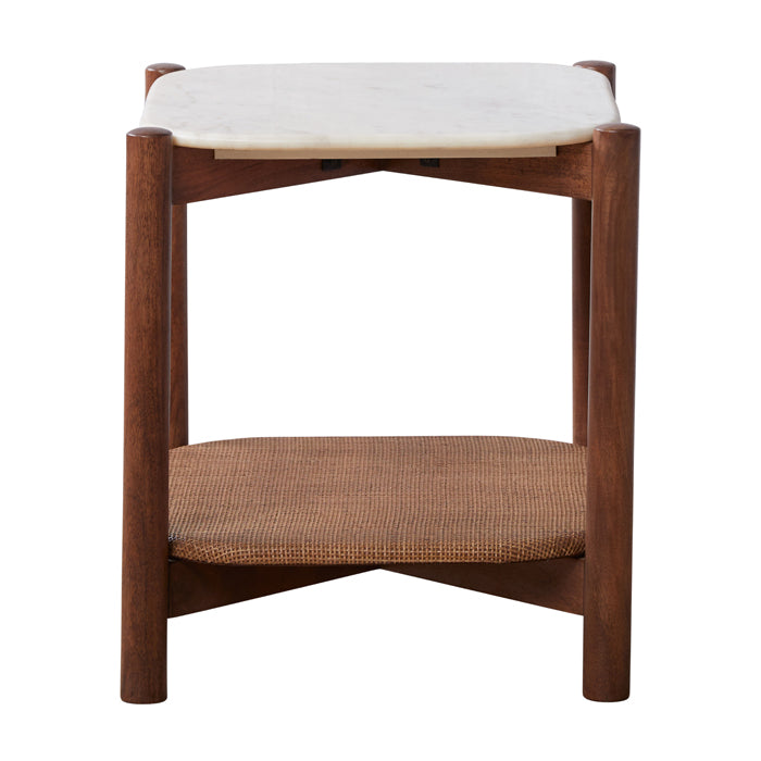 Dowel Solid Wood Marble Side Table