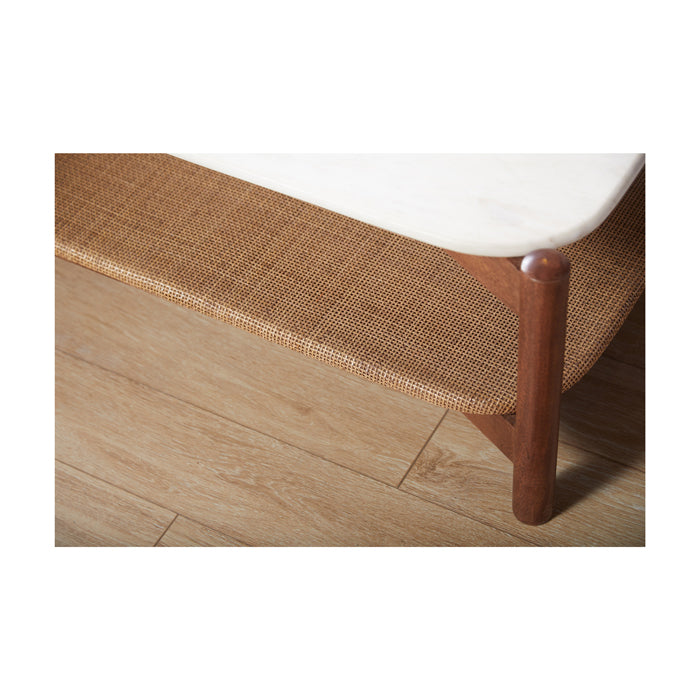 Dowel Solid Wood Marble Side Table