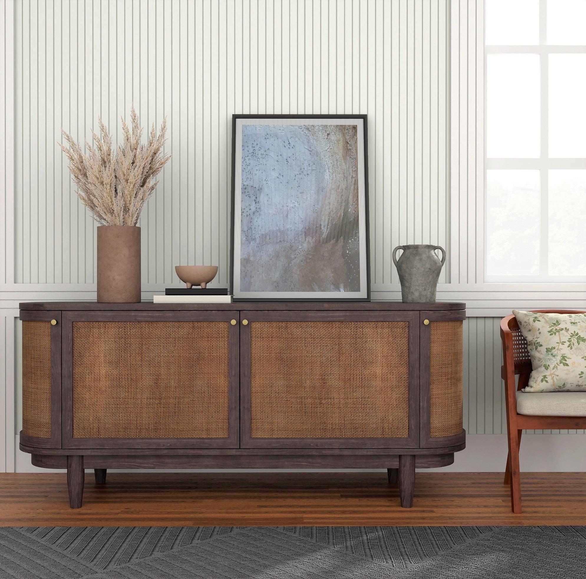 Canggu Cane Solid Wood Media Stand