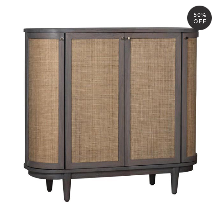 Canggu Storage Cane Solid Wood Cabinet