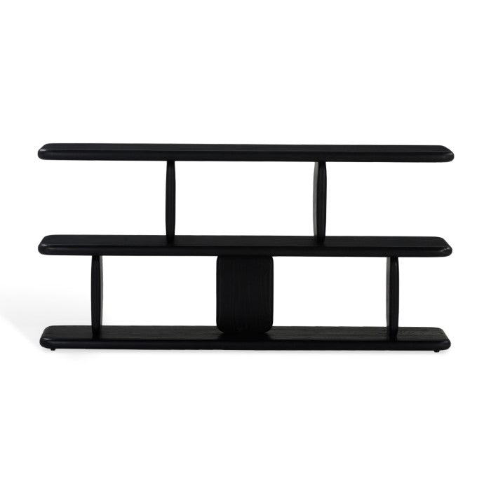 Laurel Solid White Oak Low Shelving - Charcoal