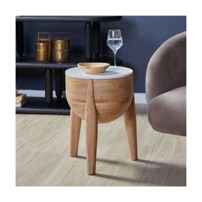 Stance Marble Solid Wood Accent Table