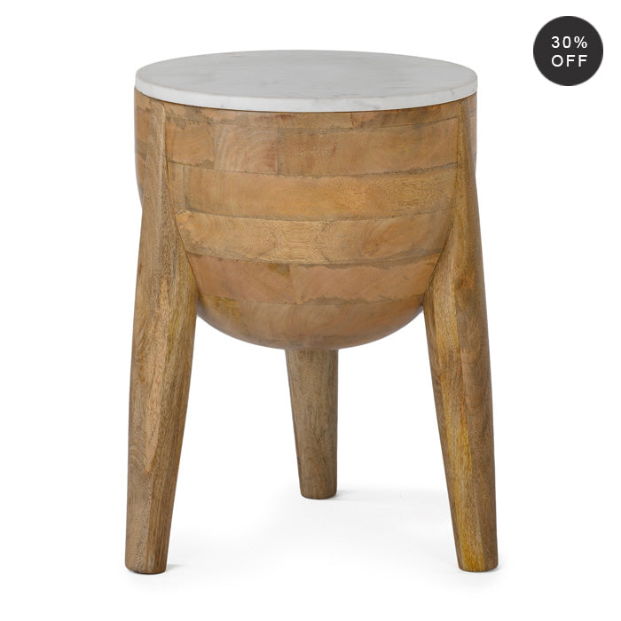 Stance Marble Solid Wood Accent Table