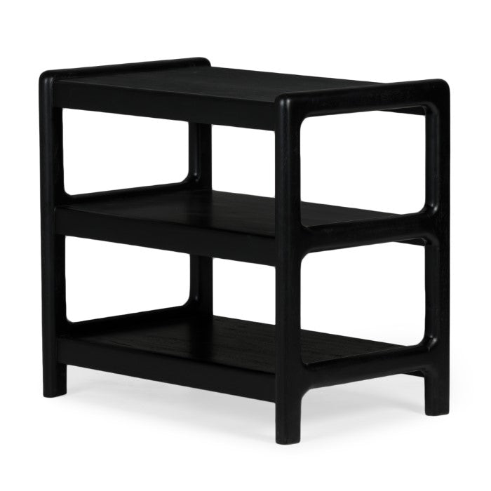 Chris Solid Wood Side Table - Charcoal