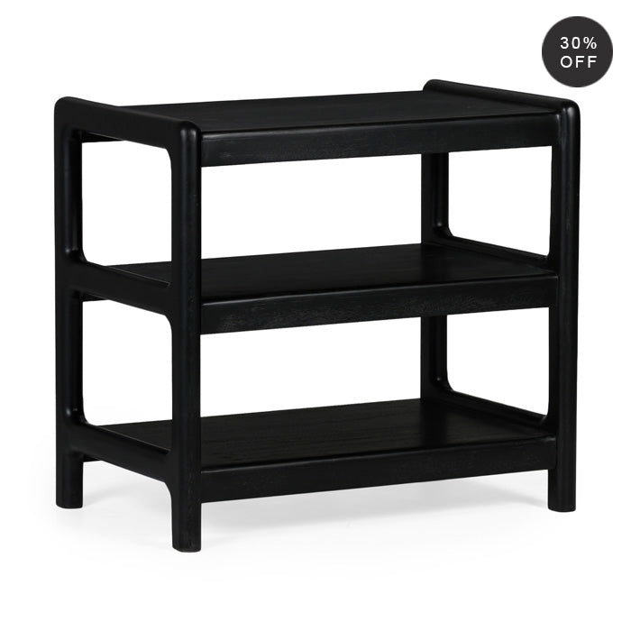 Chris Solid Wood Side Table - Charcoal