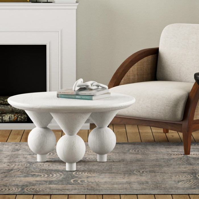 Kebab Solid Wood Cocktail Table - Whitewash