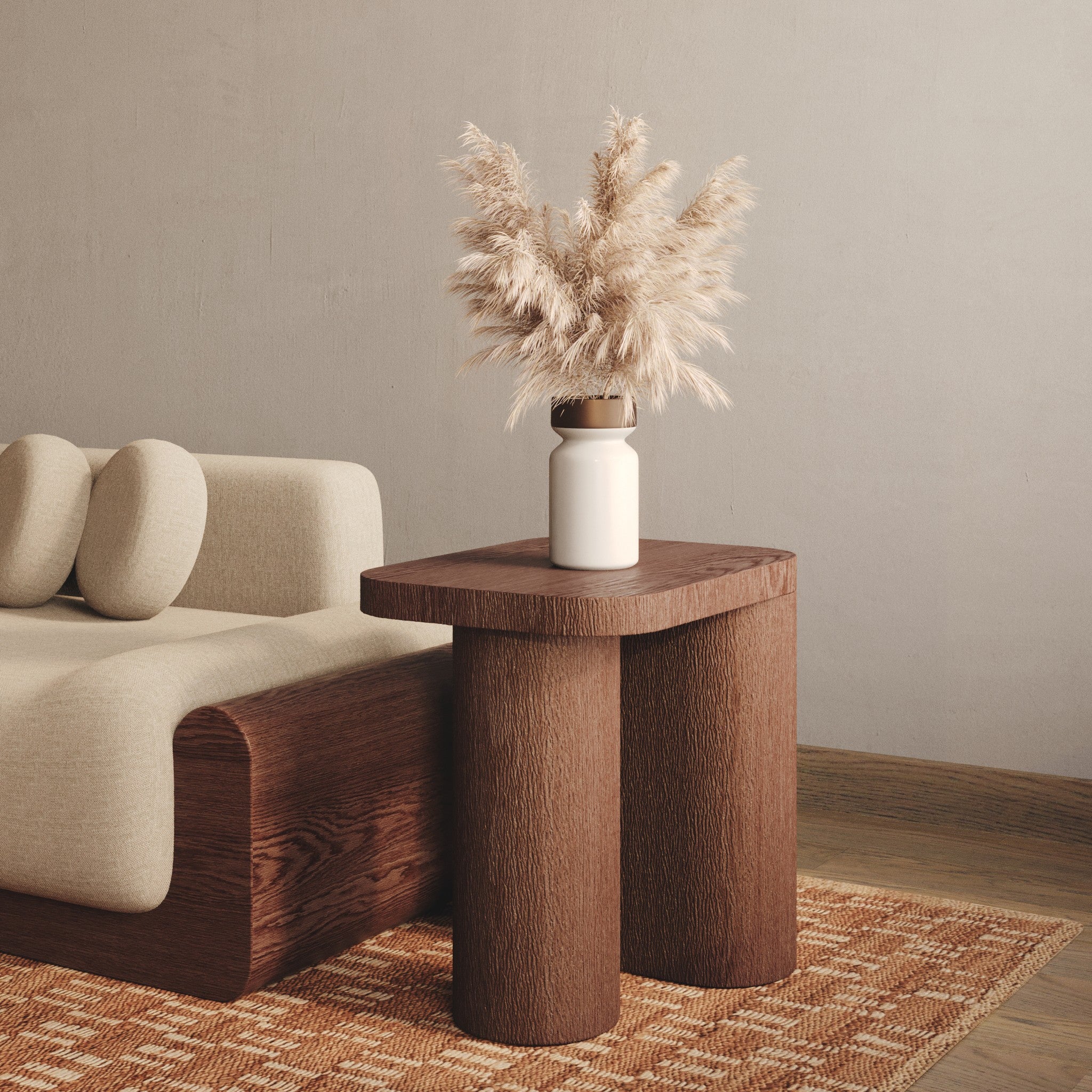 Mono Solid Oak Side Table - Brown