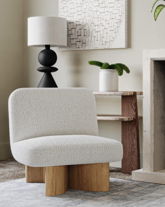 Como Upholstered Solid Oak Accent Chair