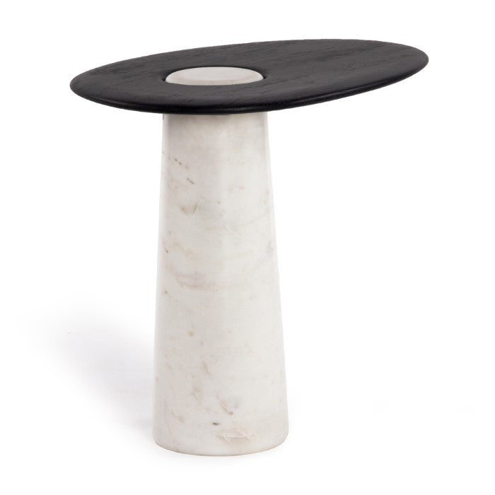 Cora Oak Marble Side Table