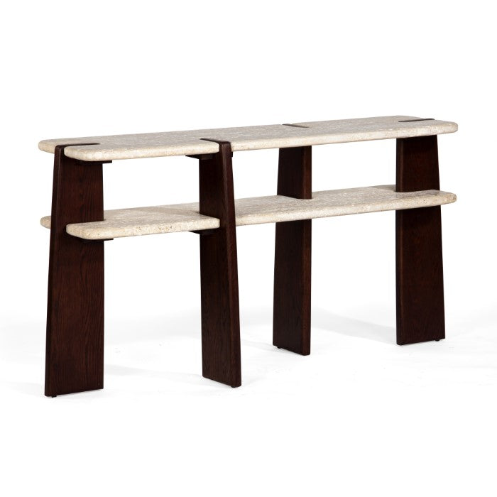 Planar Travertine Oak Console