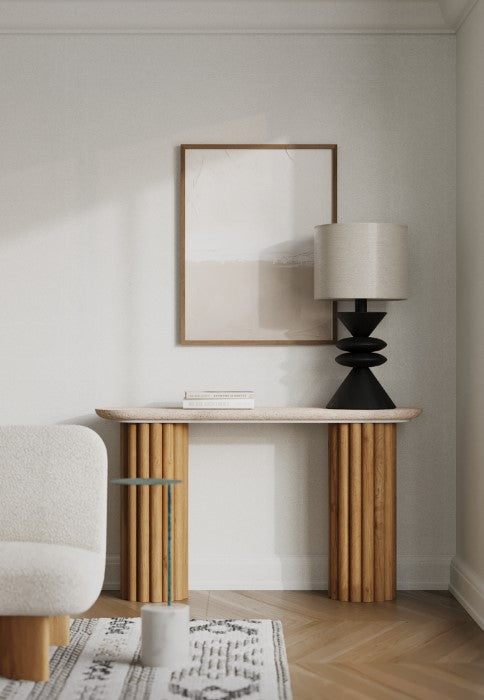 Lyla Travertine Oak Console Table