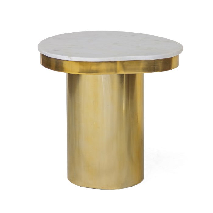 Kidney Marble Brass Side Table