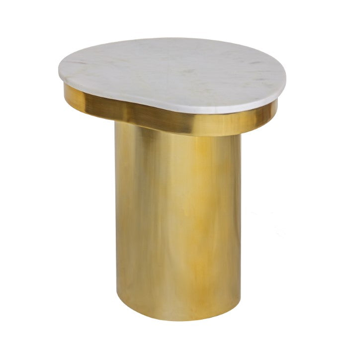 Kidney Marble Brass Side Table