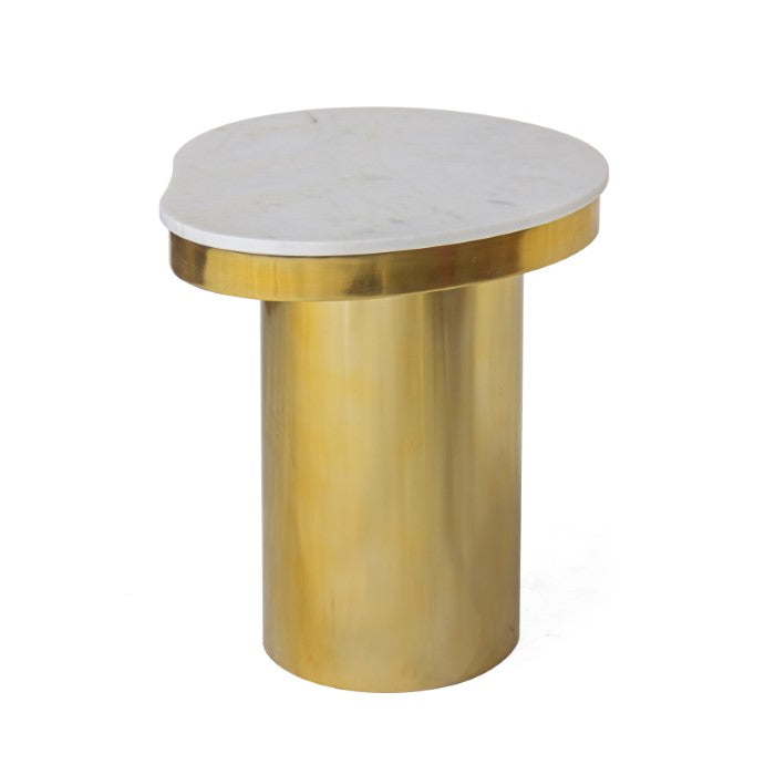 Kidney Marble Brass Side Table