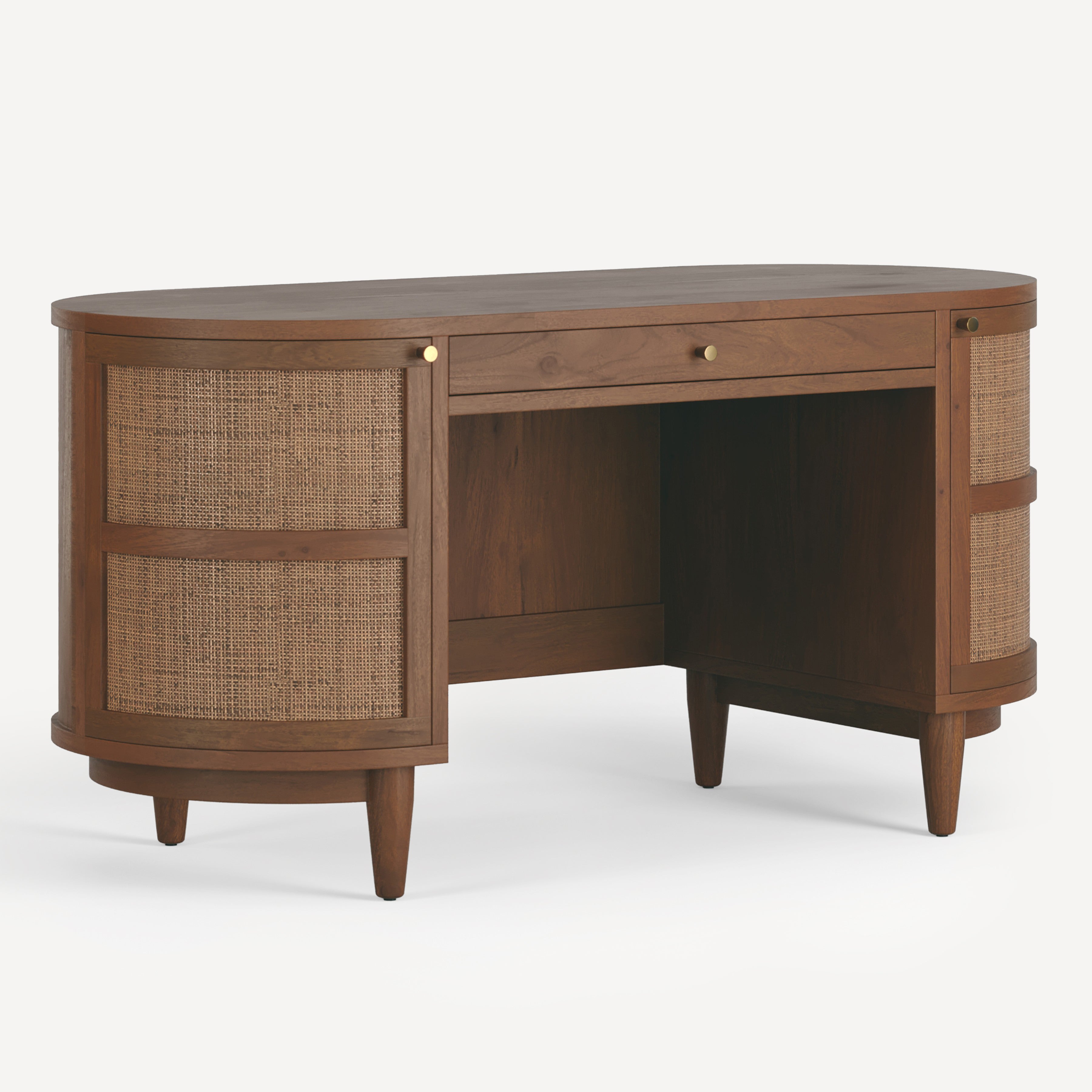 Canggu Cane Solid Wood Desk - Charcoal