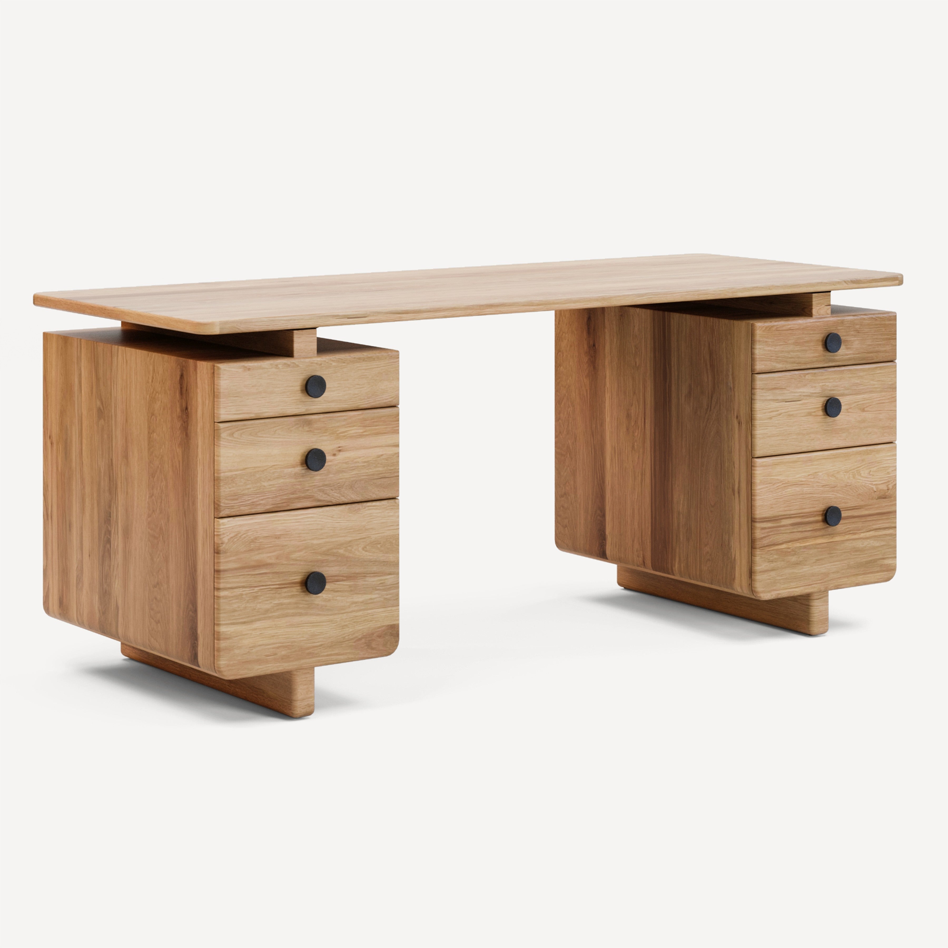 Current Solid White Oak Desk - 6 Drawer