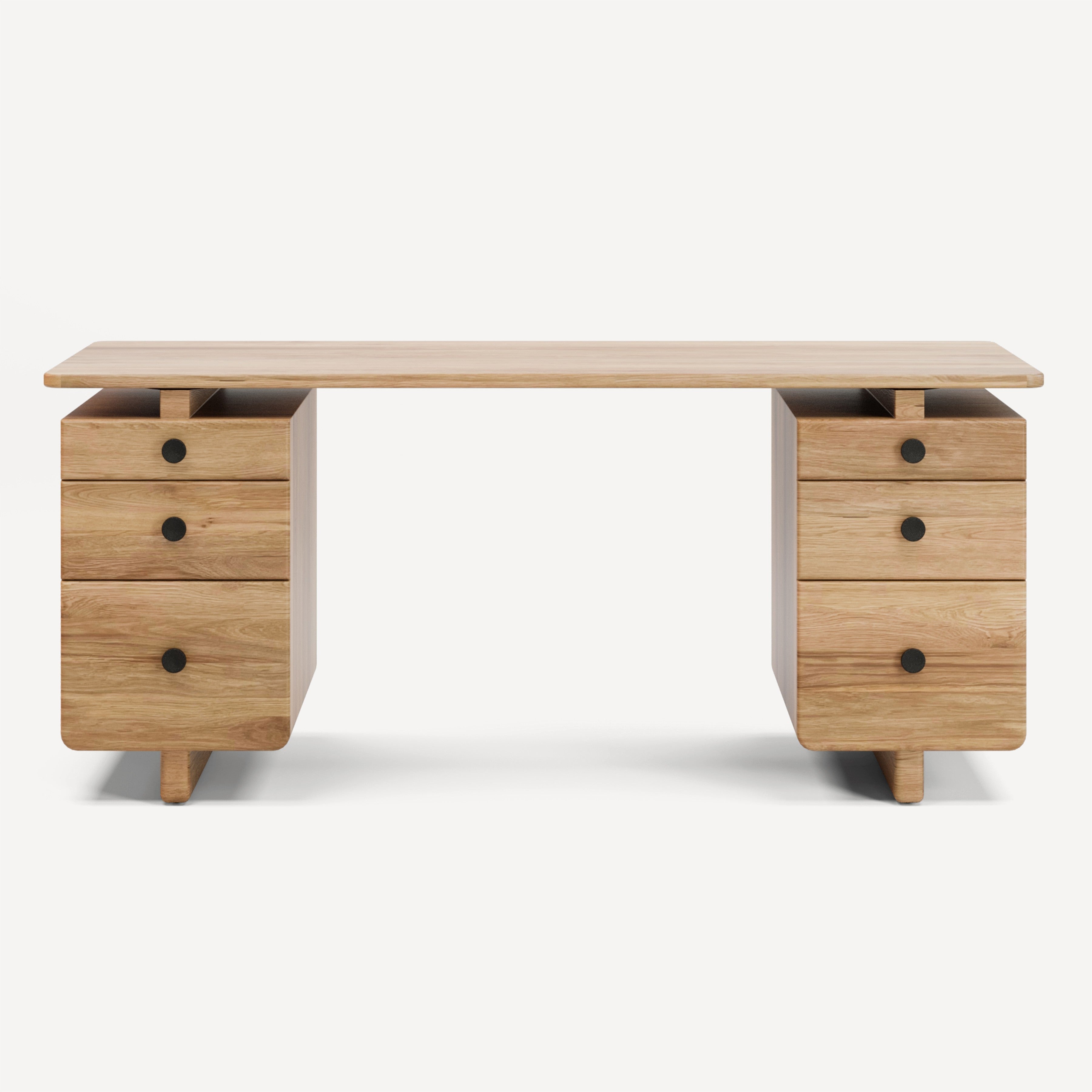 Current Solid White Oak Desk - 6 Drawer