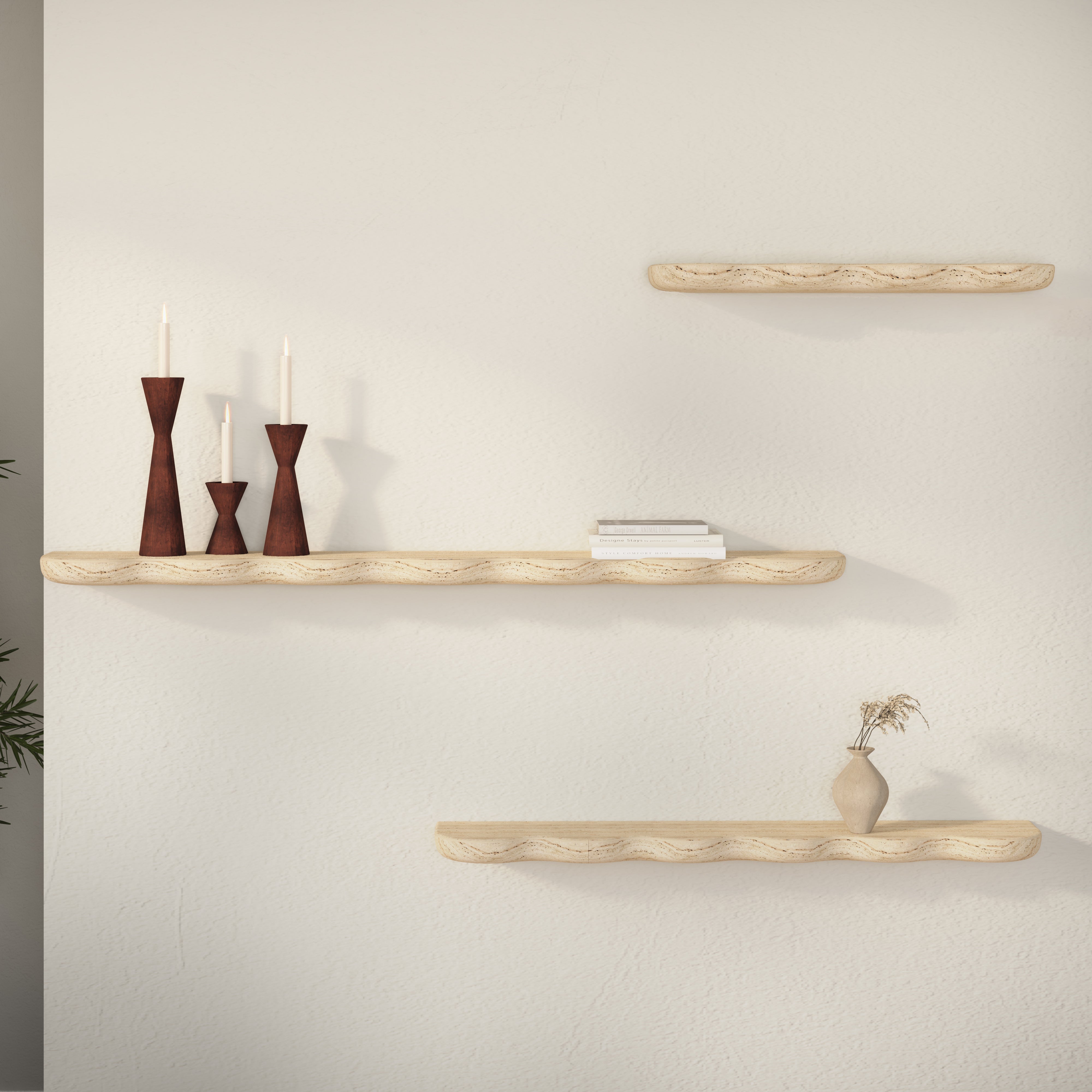 Swirl Wall Shelf -Travertine