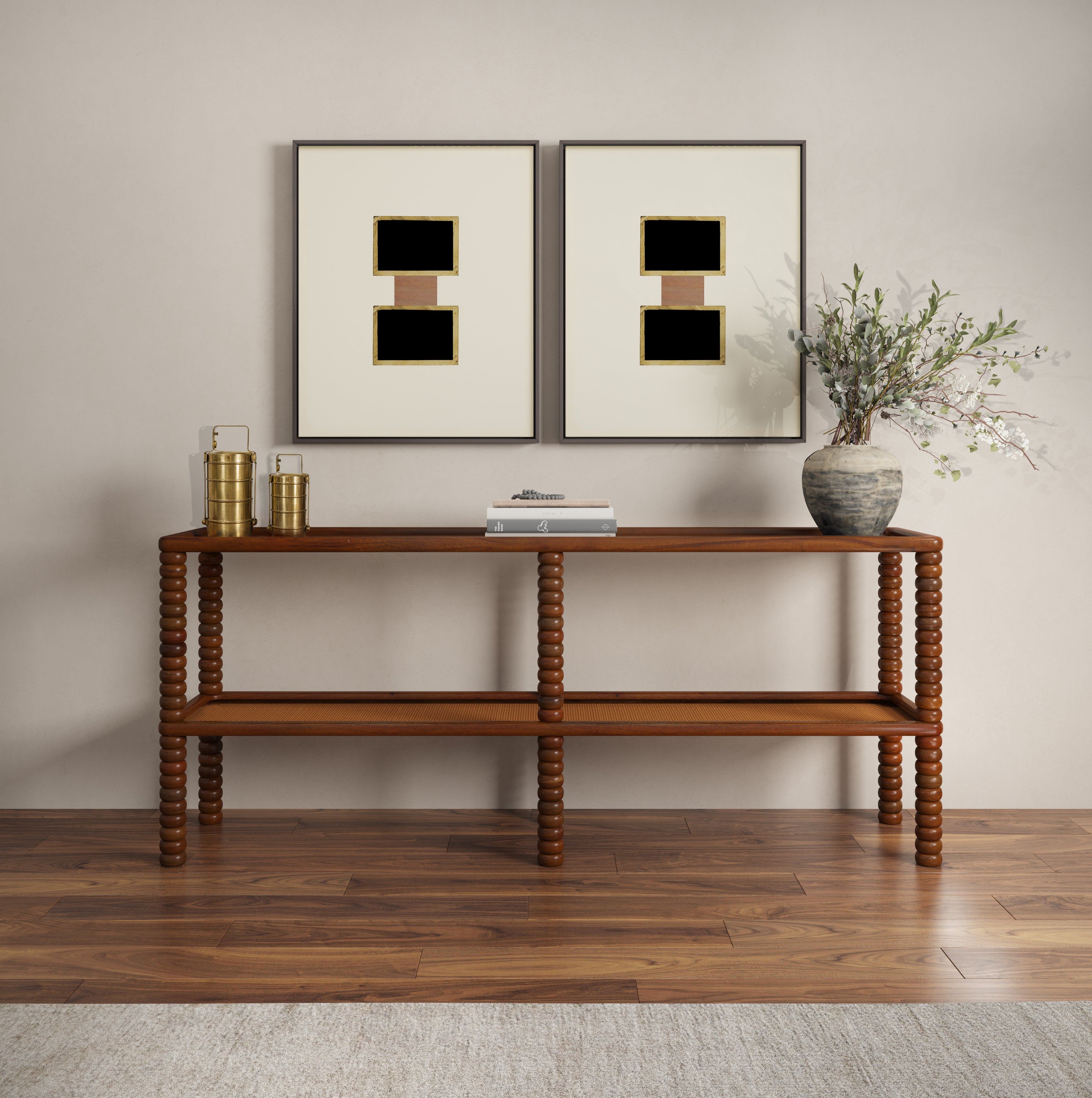 Twist Cane Solid Wood Console Table